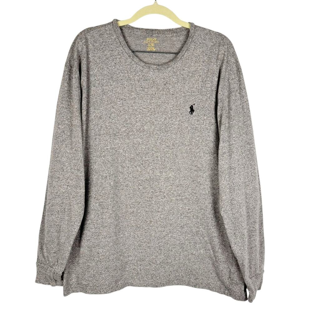 Polo Ralph Lauren Gray Cotton Long Sleeve Crew Neck Top Large Comfort Casual‎